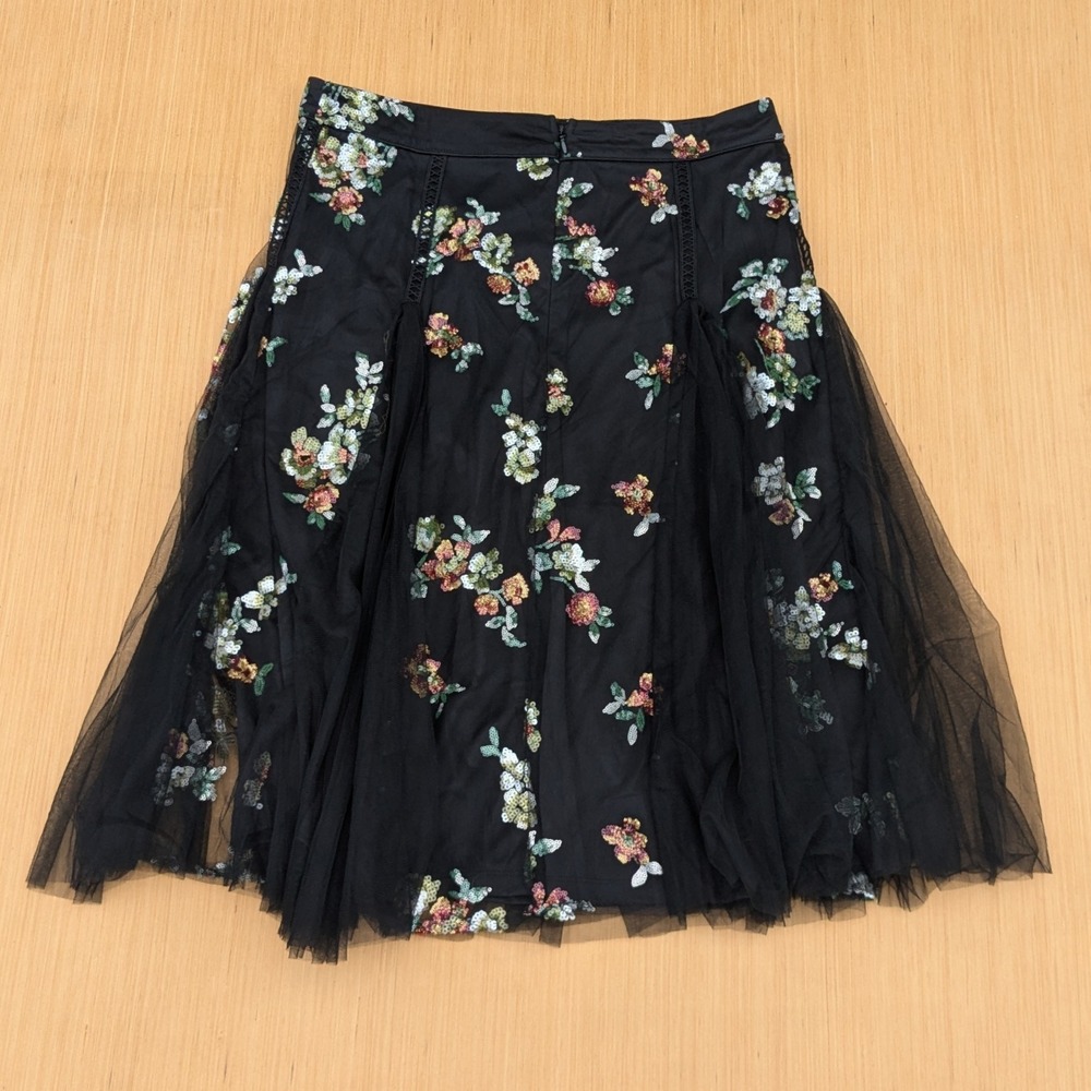 NWT New York & Company Floral Sequins Beaded Tulle Mesh Midi Skirt Women's XL - Picture 6 of 6